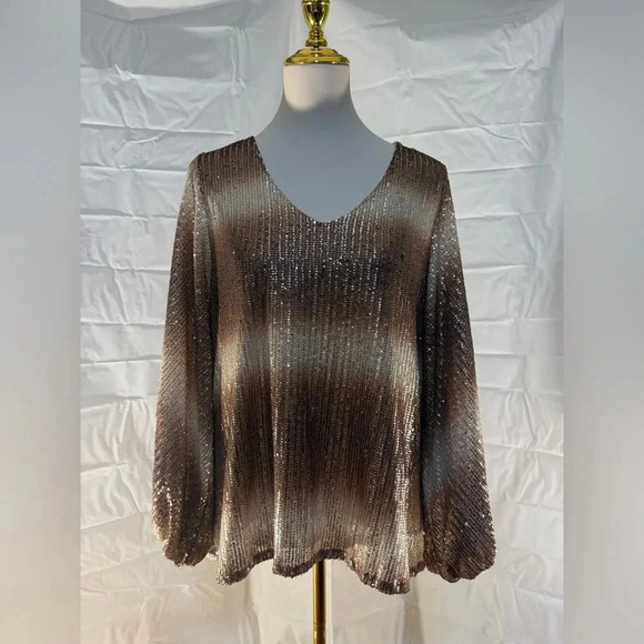 NWT Vine & Love Shimmering Brown Women's Top - Picture 1 of 7